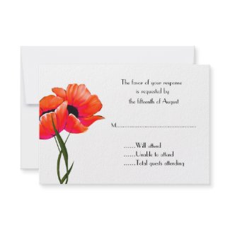 Orange Poppies Wedding Response Card invitation