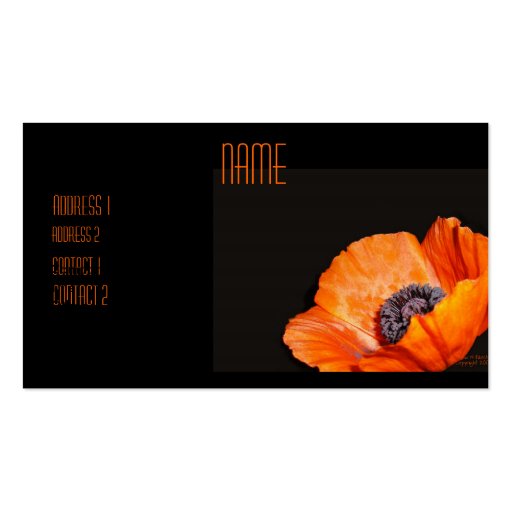 Orange Poppy Business Card (front side)