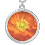 Orange Poppy Flower Silver Necklace Charm