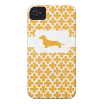 Orange Print w/Dachshund iPhone 4 Case