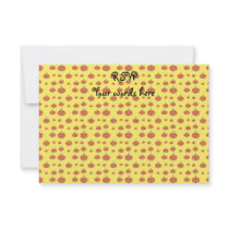 Orange pumpkin pattern on yellow custom invites