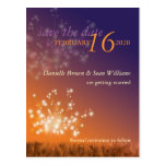 Orange + purple Dandelions Modern Save the Date Postcards