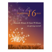 Orange + purple Dandelions Modern Save the Date Postcards
