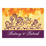 Orange Purple Fall Leaves Wedding Invitations