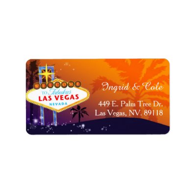 Orange Purple Las Vegas Wedding Label