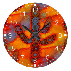 Orange Purple Southwestern Saguaro Cactus Mosaic Clocks