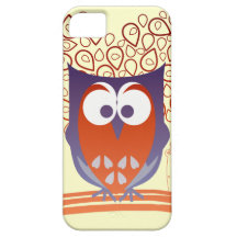 Orange Purple Whimsical Cute Owl iPhone 5 case