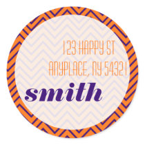 Orange Purple Zig Zag Address Label Sticker