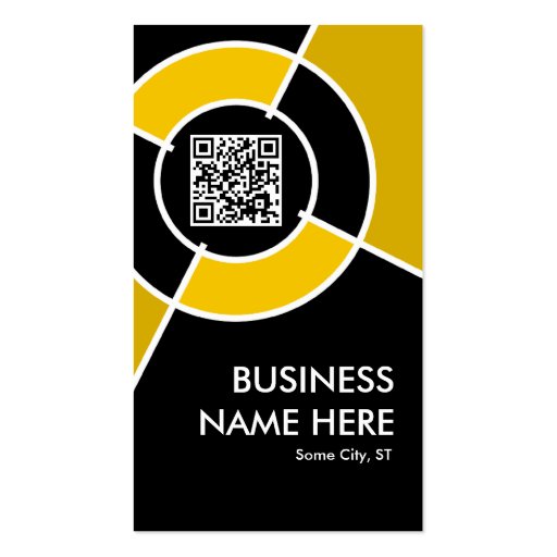 orange QR code and logo target Business Card Templates (front side)