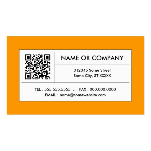 orange QR code Business Cards (front side)