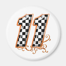 orange racing flag number 11 fridge magnets
