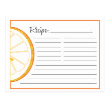 Orange Recipe Card Post Card