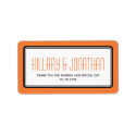 Orange rectangular frame wedding favor labels label