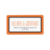 Orange rectangular frame wedding favor labels
