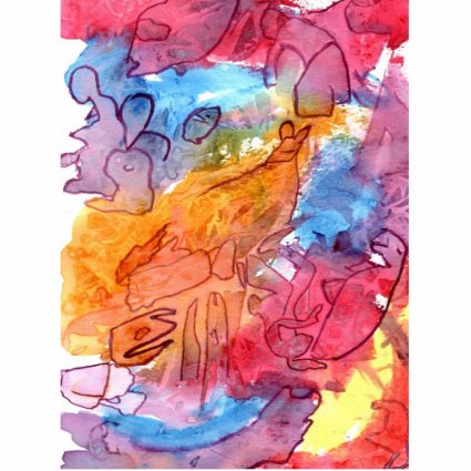 Orange red blue watercolour abstract background cut out