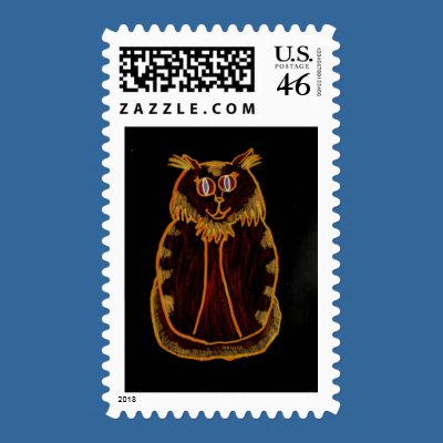 Orange-Red Cat Postage Stamps by FlashAllen