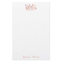Orange Red Floral Dot Wedding Stationery