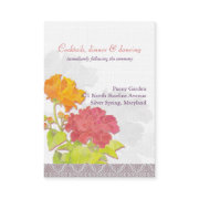 Orange + Red Flowers Wedding Reception (3.5x2.5) Business Card Templates