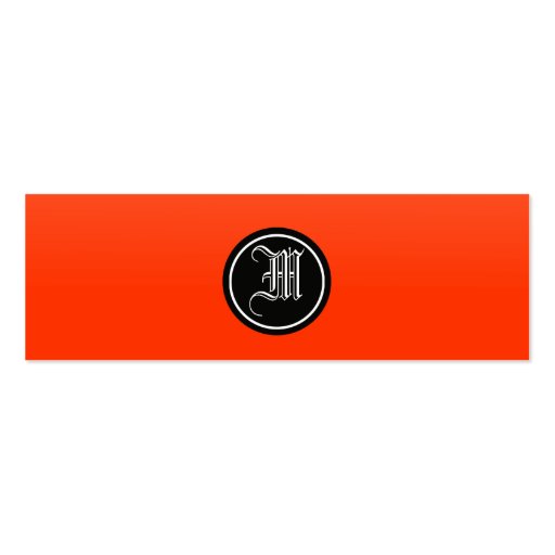 Orange Red Gothic Monogram Business Cards (front side)