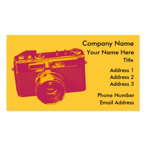 Orange & Red Retro Camera Design Business Card (front side)