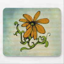 Orange Retro Flower Sketch Mousepad mousepads