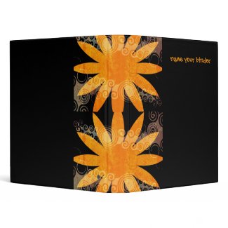 Orange Retro Flowers Patterned Binder binder