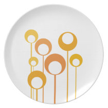 orange retro flowers plate plates
