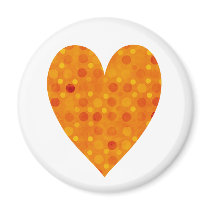 Orange Retro Polka Dots Refrigerator Magnets