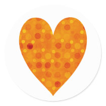 Orange Retro Polka Dots Round Stickers