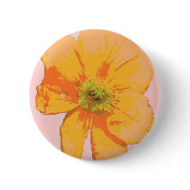 Orange Retro/ PopArt Flower buttons