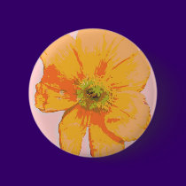 Orange Retro/ PopArt Flower buttons