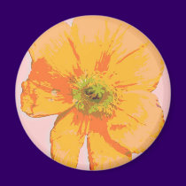 Orange Retro/ PopArt Flower magnets