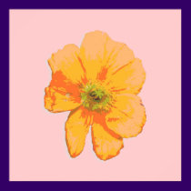 Orange Retro/ PopArt Flower posters