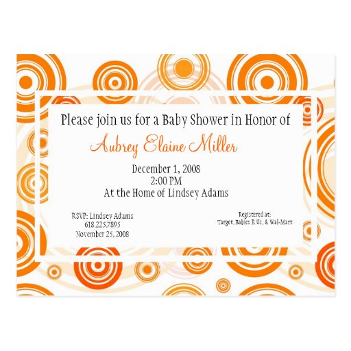 Orange Retro Targets Baby Shower Invitation Postcard Zazzle