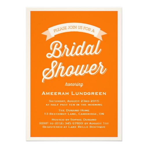 ORANGE RETRO TYPOGRAPHY | BRIDAL SHOWER INVITATION