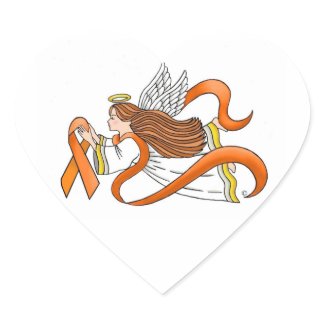 "Orange Ribbon" Awareness Angel Heart Sticker