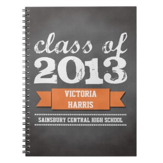 Orange ribbon banner chalkboard graduation student journal
