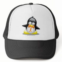 Orange Ribbon Penguin Trucker Hat