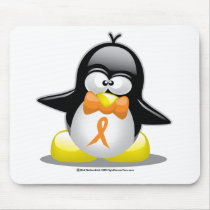 Orange Ribbon Penguin Mouse Mat