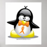 Orange Ribbon Penguin posters