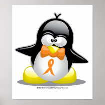Orange Ribbon Penguin Print