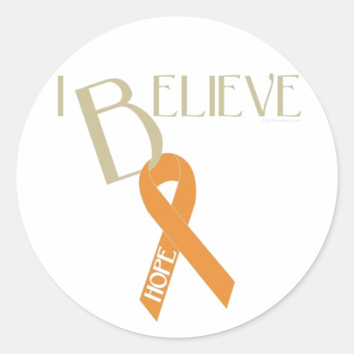 Orange Ribbon Round Sticker