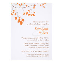Orange Romance Rehearsal Dinner Invitations