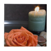 Orange Rose and Harmony Candle Ceramic Tiles