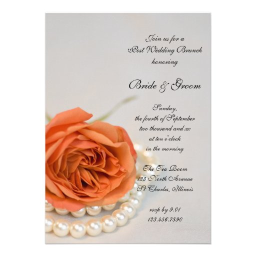 Orange Rose and Pearls Post Wedding Brunch Invite
