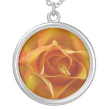 Orange rose personalized necklace