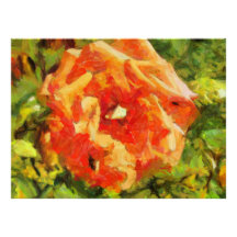 Orange rose painting custom invites