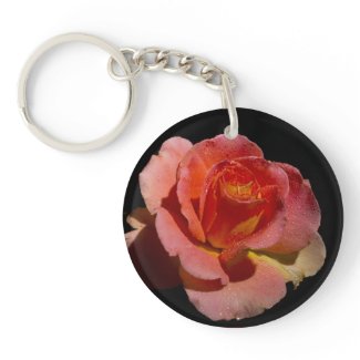 Orange Rose Round Acrylic Keychains