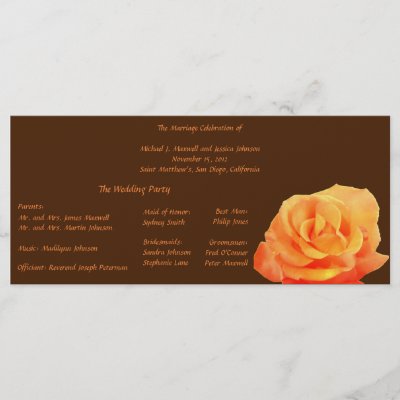 Use this awesome orange rose wedding programs at your wedding ceremony