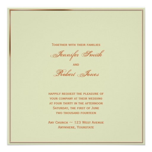 Orange Rust Gold Leaves Fall Wedding Invitation